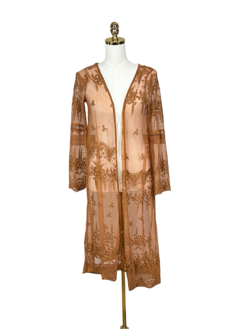 Woman’s Haute Monde lace boho open front kimono duster size